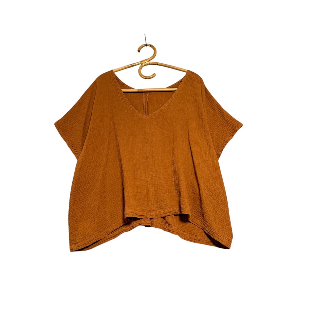 Wisefolk | Rust Gauze Oversized V-Neck One Size 100% Cotton